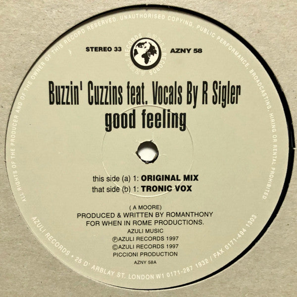 Buzzin' Cuzzins* Feat. Romanthony : Good Feeling (2x12")