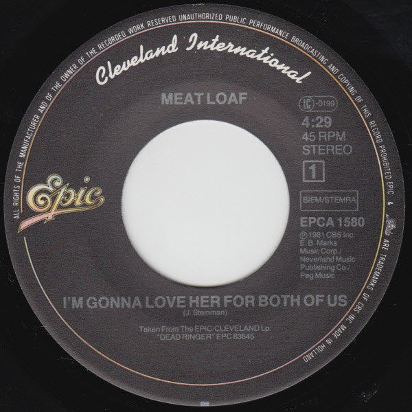 Meat Loaf : I'm Gonna Love Her For Both Of Us (7", Single)