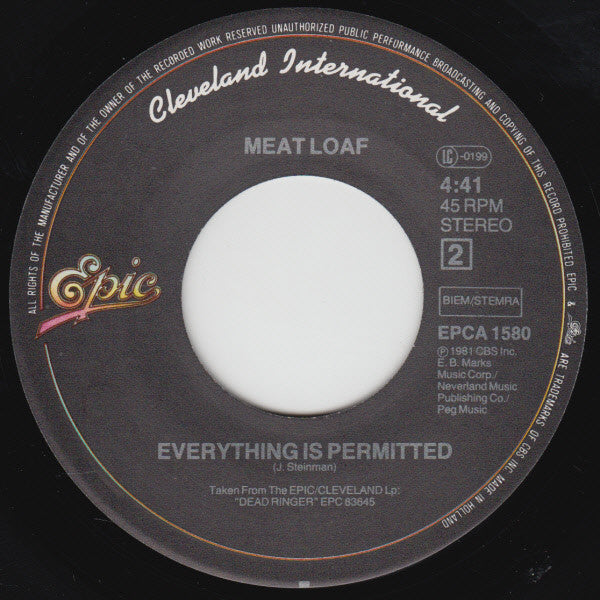 Meat Loaf : I'm Gonna Love Her For Both Of Us (7", Single)