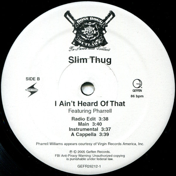 Slim Thug : I Ain't Heard Of That (Remix) (12")
