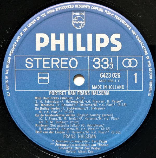 Frans Halsema : Portret Van Frans Halsema (LP, Album)