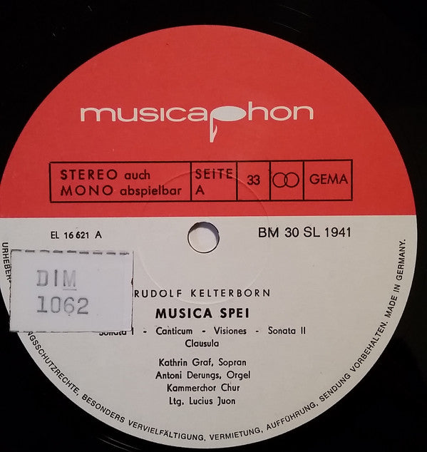 Rudolf Kelterborn : Musica Spei, Oktett 1969, 4 Stücke Für Klavier Und Klarinette (LP)