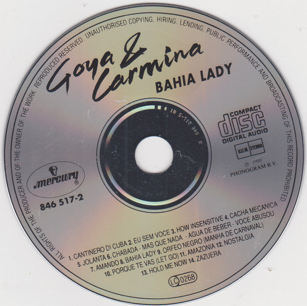 Goya & Carmina : Bahia Lady (CD, Album)