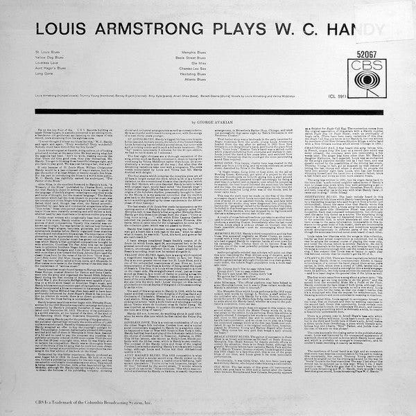 Louis Armstrong : Louis Armstrong Plays W. C. Handy (LP, Album, Mono, RE)