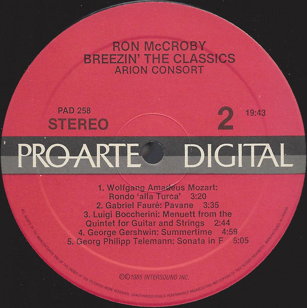 Ron McCroby With The Arion Consort : Breezin' The Classics  (LP)