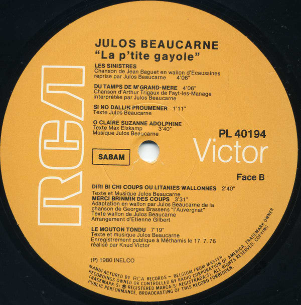 Julos Beaucarne : La P'tite Gayole (LP, Album)