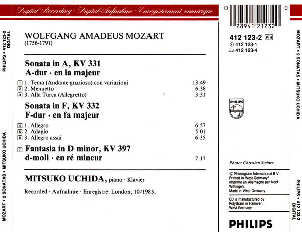 Wolfgang Amadeus Mozart, Mitsuko Uchida : 2 Sonatas = 2 Sonaten KV 331 "Alla Turca"/KV 332 · Fantasie KV 397 (CD, Pol)