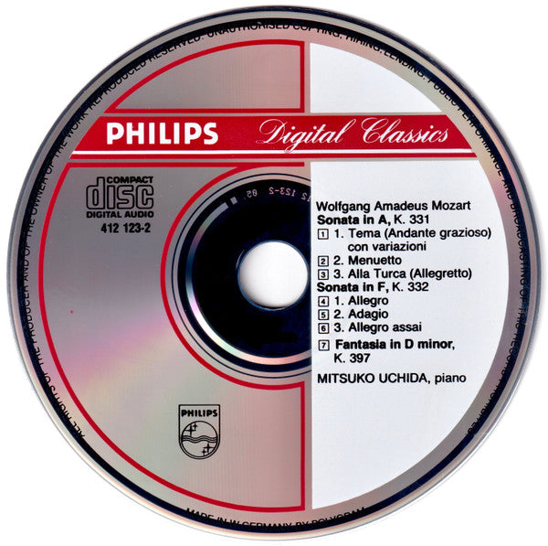 Wolfgang Amadeus Mozart, Mitsuko Uchida : 2 Sonatas = 2 Sonaten KV 331 "Alla Turca"/KV 332 · Fantasie KV 397 (CD, Pol)