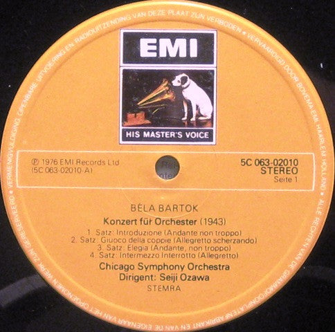 Béla Bartók / Zoltán Kodály - Seiji Ozawa, Chicago Symphony Orchestra : Konzert Für Orchester (1943) / Tänze Aus Galánta (LP, Album)