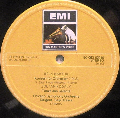 Béla Bartók / Zoltán Kodály - Seiji Ozawa, Chicago Symphony Orchestra : Konzert Für Orchester (1943) / Tänze Aus Galánta (LP, Album)