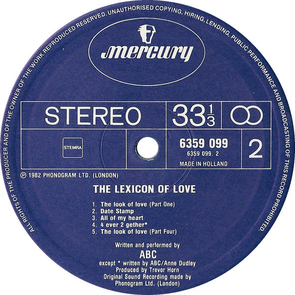 ABC : The Lexicon Of Love (LP, Album)