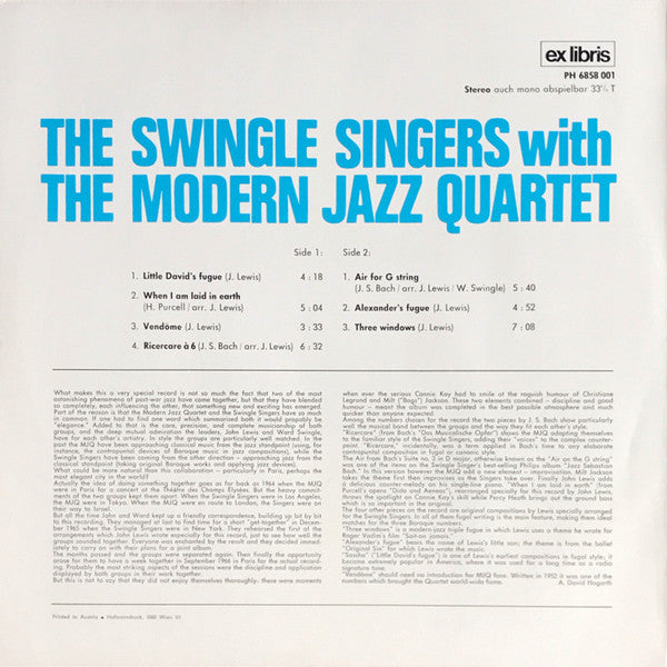The Swingle Singers* With The Modern Jazz Quartet : The Swingle Singers With The Modern Jazz Quartet (LP, Album, RE)
