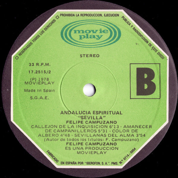 Felipe Campuzano : Andalucía Espiritual Vol. 2 - Sevilla (LP, Album, Gat)