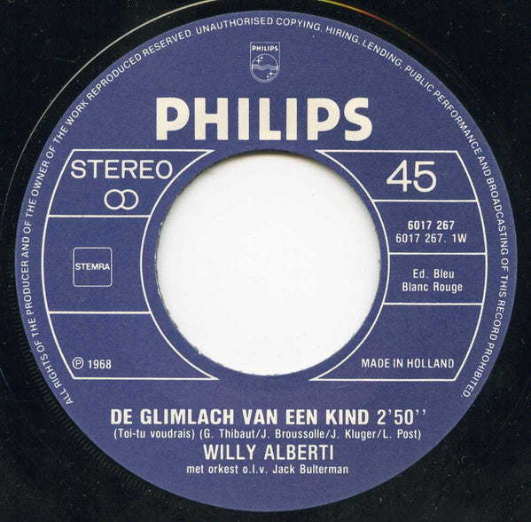 Willy Alberti : De Glimlach Van Een Kind / Dievenwagen (7", Single)