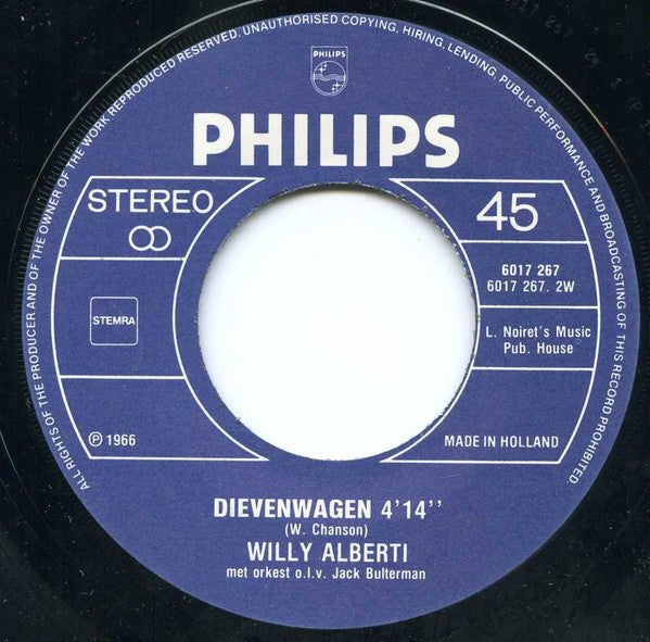 Willy Alberti : De Glimlach Van Een Kind / Dievenwagen (7", Single)