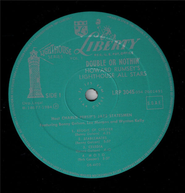 Howard Rumsey's Lighthouse All-Stars Host Charlie Persip's Jazz Statesmen With Lee Morgan, Benny Golson, Wynton Kelly : Double Or Nothin' (LP, Album, Mono, RE)