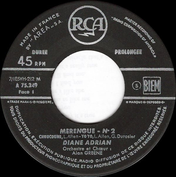 Diane Adrian - Alan Greene (4) : Merengue 2 (7", EP, Mono)
