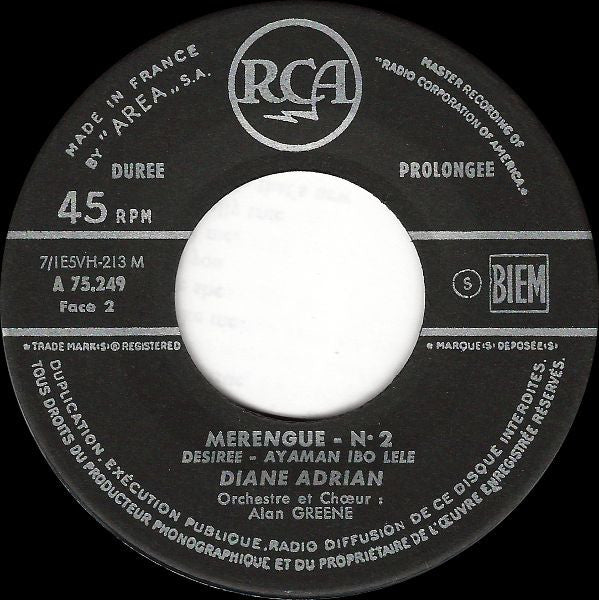 Diane Adrian - Alan Greene (4) : Merengue 2 (7", EP, Mono)
