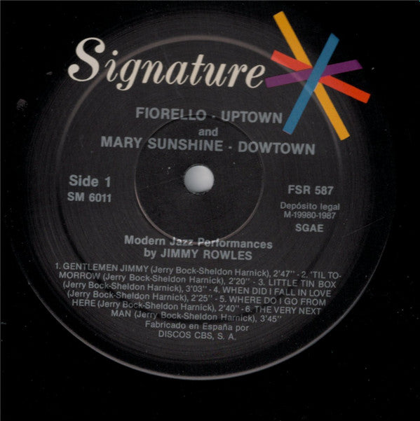 Jimmy Rowles : Fiorello Uptown/Mary Sunshine Downtown (Modern Jazz Performances By Jimmy Rowles) (LP, Album, Mono, RE)