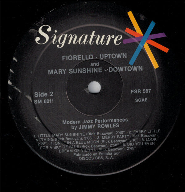 Jimmy Rowles : Fiorello Uptown/Mary Sunshine Downtown (Modern Jazz Performances By Jimmy Rowles) (LP, Album, Mono, RE)