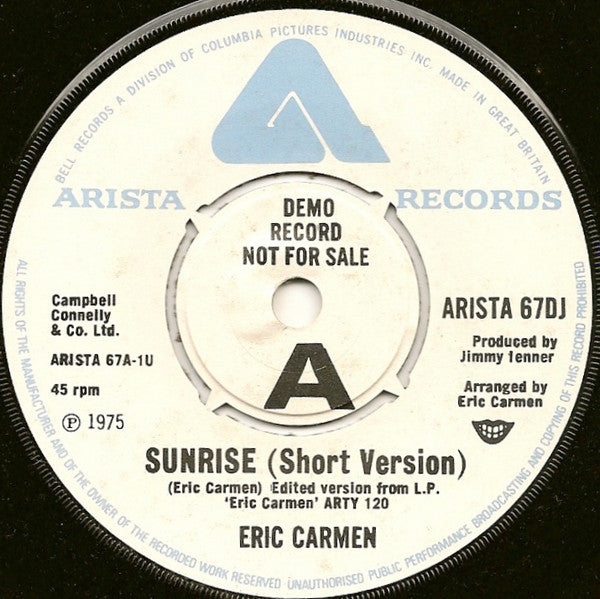 Eric Carmen : Sunrise (7", Single, Promo)