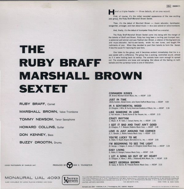 The Ruby Braff-Marshall Brown Sextet : The Ruby Braff-Marshall Brown Sextet (LP, Album, Mono, RE)