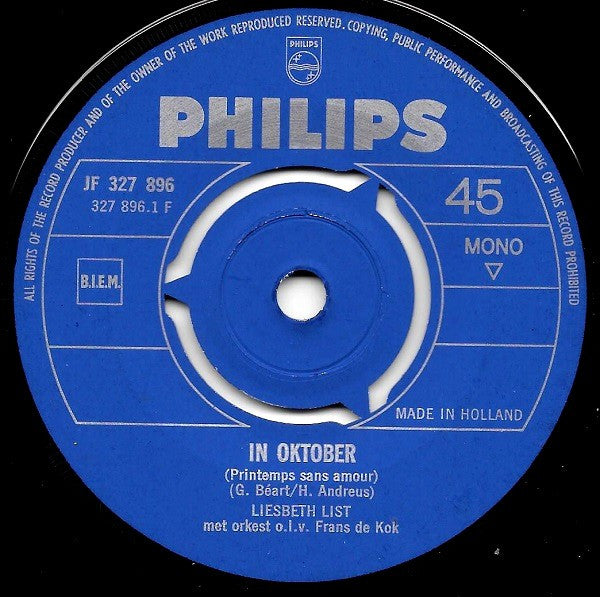 Liesbeth List : In Oktober (7", Single, Mono)