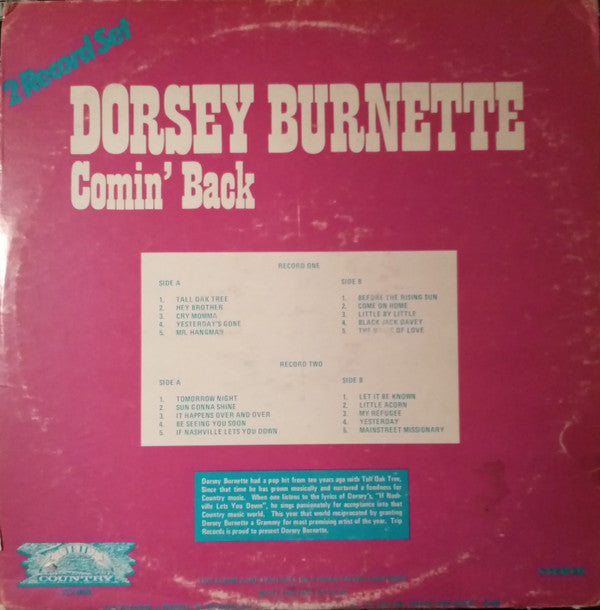 Dorsey Burnette : Comin' Back (2xLP, Comp, Gat)