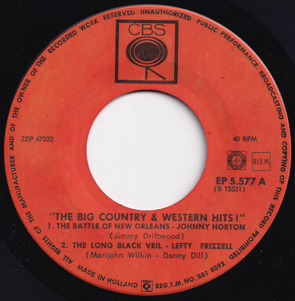 Johnny Horton / Lefty Frizzell / Carl Perkins / Johnny Cash : The Big Country And Western Hits (7", EP)