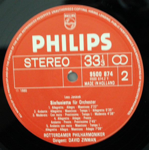 Leoš Janáček, Rotterdams Philharmonisch Orkest, David Zinman : Taras Bulba / Sinfonietta (LP, Album)