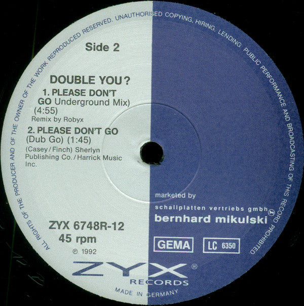 Double You : Please Don't Go (Remix) (12", Maxi)
