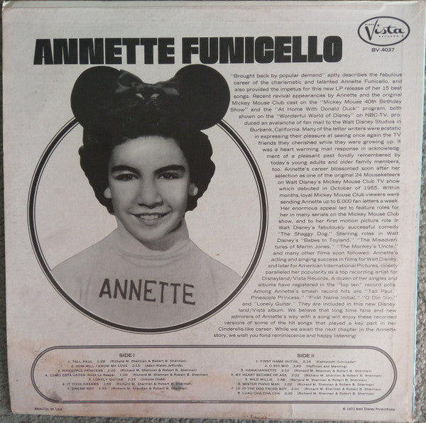 Annette (7) : Annette Funicello (LP, Album, Comp)