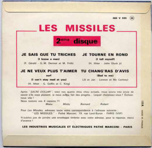 Les Missiles : Je Sais Que Tu Triches  (7", EP)
