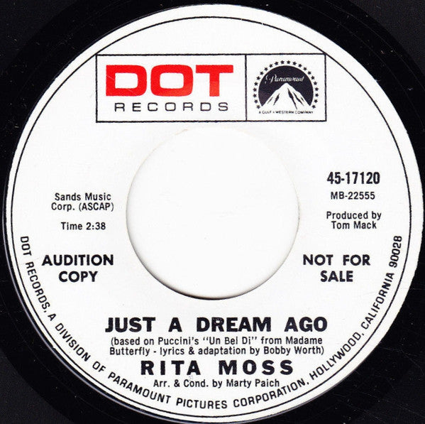 Rita Moss : Just A Dream Ago (7", Single, Promo)