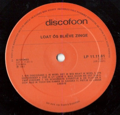 Various : Laot Ôs Bliéve Zinge (LP)