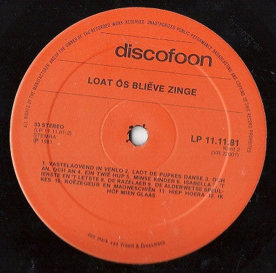 Various : Laot Ôs Bliéve Zinge (LP)