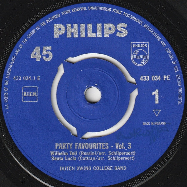 The Dutch Swing College Band : Party Favourites 3 (7", EP)