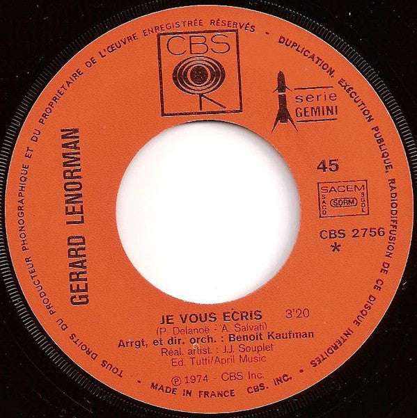 Gérard Lenorman : Sur Le Chemin De La Vie (7")