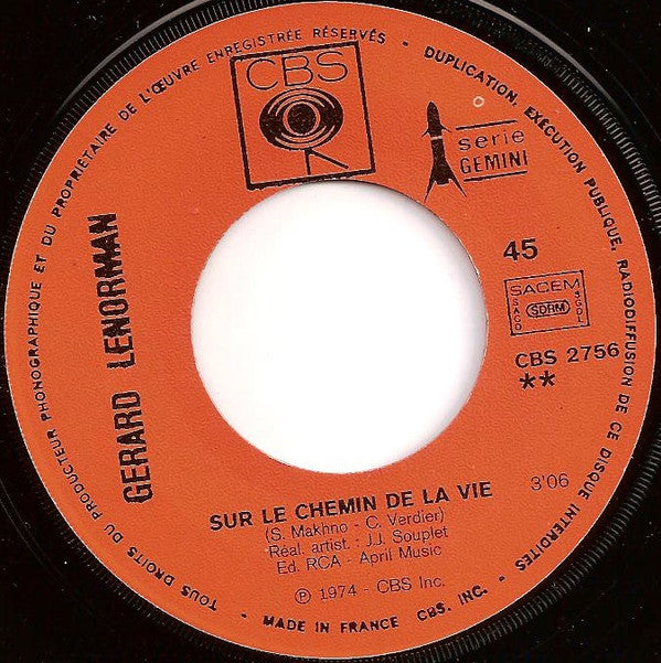 Gérard Lenorman : Sur Le Chemin De La Vie (7")