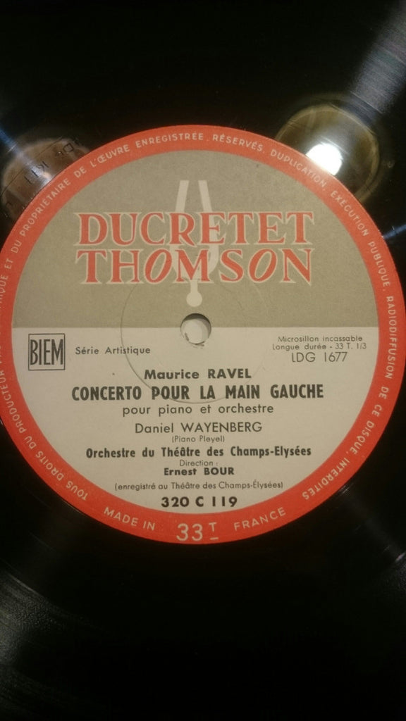 Maurice Ravel, Daniel Wayenberg, Orchestre Du Théâtre Des Champs-Elysées, Ernest Bour : Concerto Pour La Main Gauche / Concerto En Sol Majeur (LP, Album, Mono)