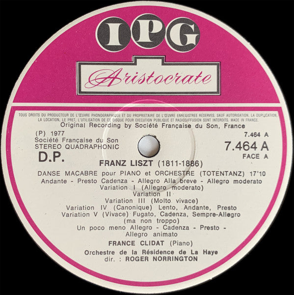 Franz Liszt, France Clidat, Residentie Orkest, Roger Norrington : Danse Macabre / Fantaisie Hongroise (LP, Album, Qua)