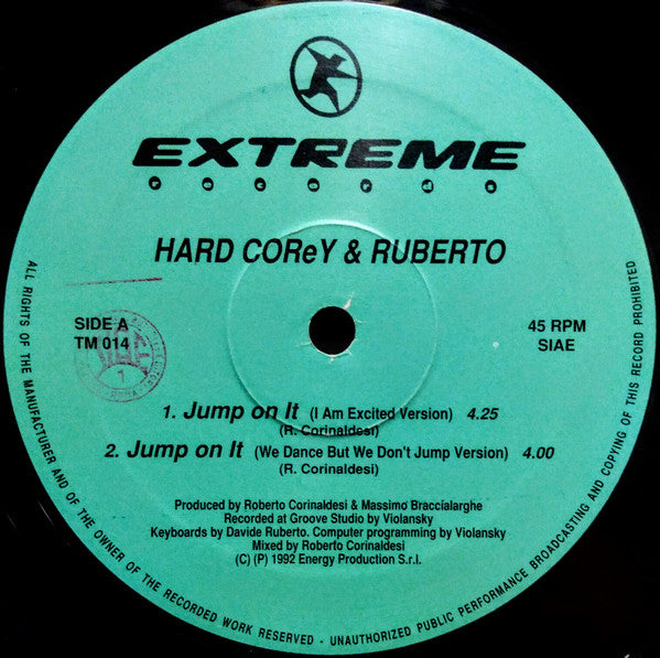 Hard Corey & Ruberto : Jump On It (12")