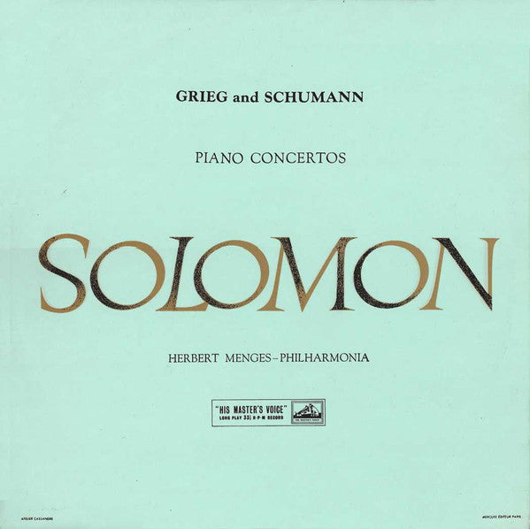 Edvard Grieg / Robert Schumann, Solomon (6), Herbert Menges, Philharmonia Orchestra : Piano Concertos (LP, RE, ER2)