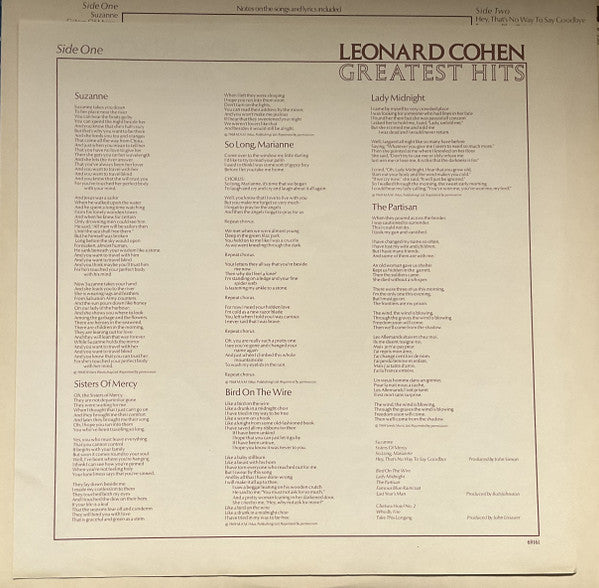 Leonard Cohen : Greatest Hits (LP, Comp)