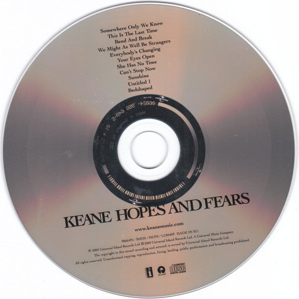 Keane : Hopes And Fears (CD, Album, RP)