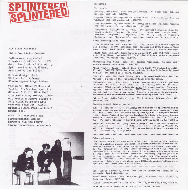 Splintered : Godsend (7", Ltd)