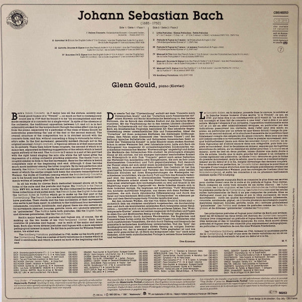 Glenn Gould Plays Johann Sebastian Bach : Italian Concerto, Preludes, Fugues, Etc... (LP, Comp)