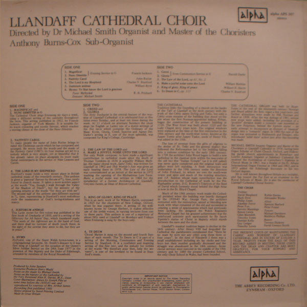 Llandaff Cathedral Choir, Michael Smith (45), Anthony Burns-Cox : Llandaff Cathedral Choir (LP)
