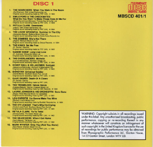 Various : Hits Of The 60's (4xCD, Comp + Box)