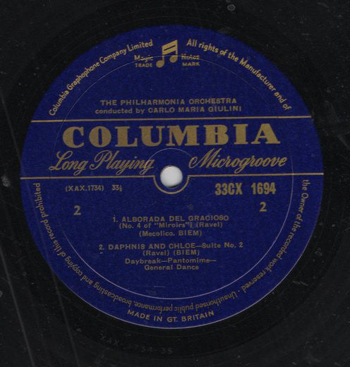 Manuel De Falla, Maurice Ravel, Philharmonia Orchestra, Carlo Maria Giulini : The Three-Cornered Hat / Daphnis Et Chloë Suite No. 2 / Alborada Del Gracioso (LP, Mono)
